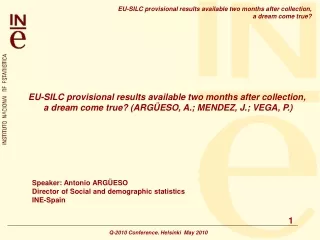 EU-SILC provisional results available two months after collection,