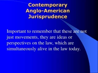Contemporary  Anglo-American Jurisprudence