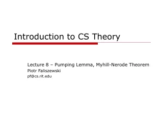 Introduction to CS Theory