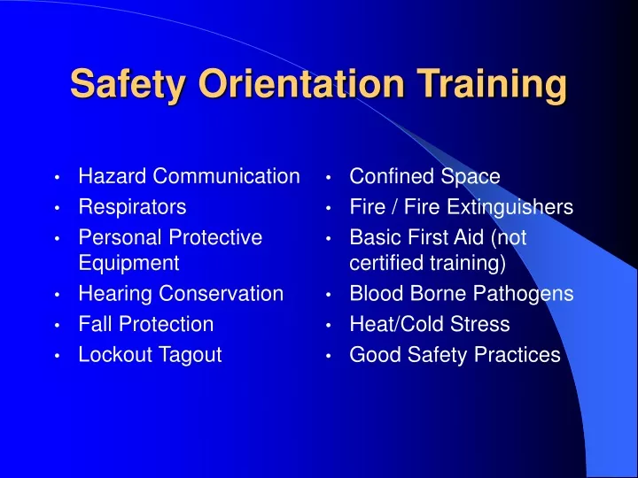 safety orientation training