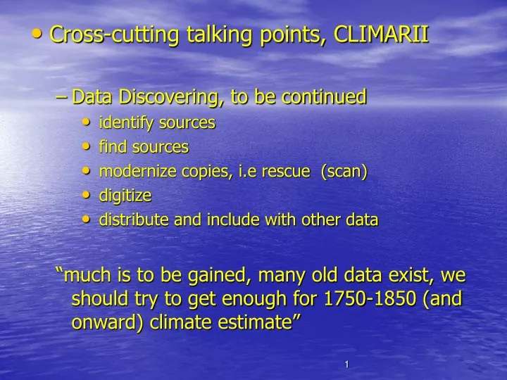 cross cutting talking points climarii data
