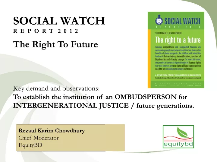 social watch r e p o r t 2 0 1 2 the right