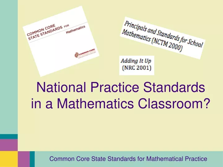 national practice standards in a mathematics classroom