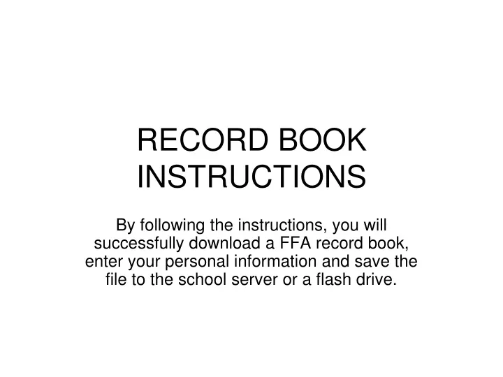 record book instructions
