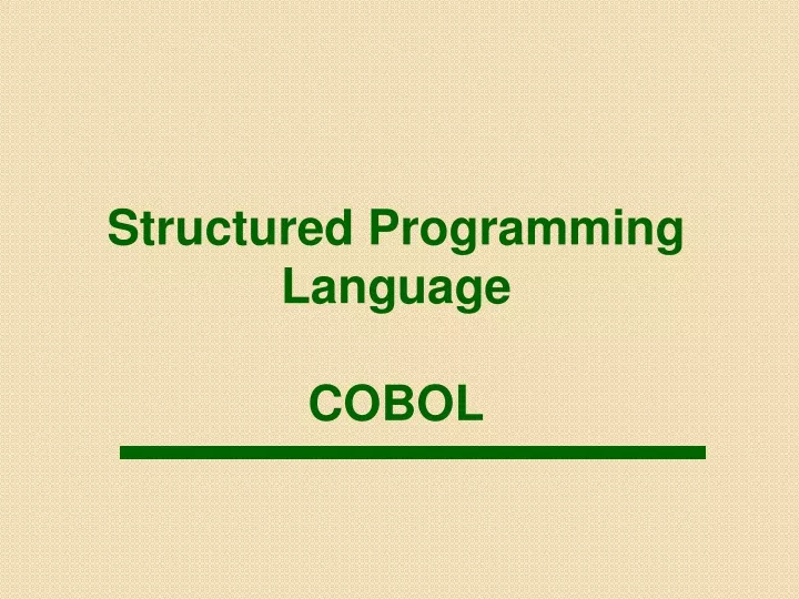 structured programming language cobol