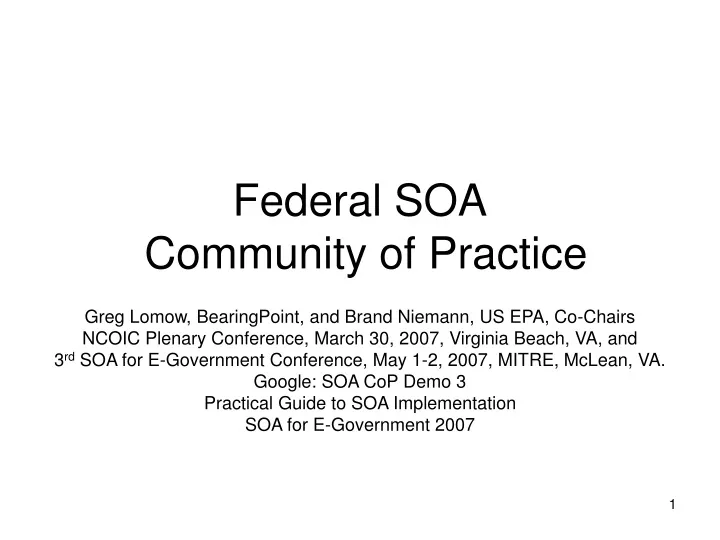 federal soa community of practice