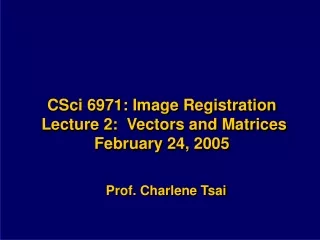 CSci 6971: Image Registration  Lecture 2:  Vectors and Matrices February 24, 2005