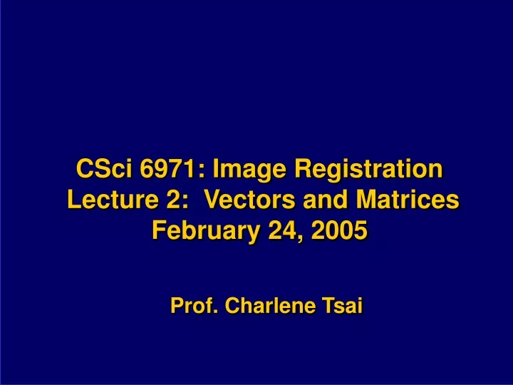 csci 6971 image registration lecture 2 vectors and matrices february 24 2005