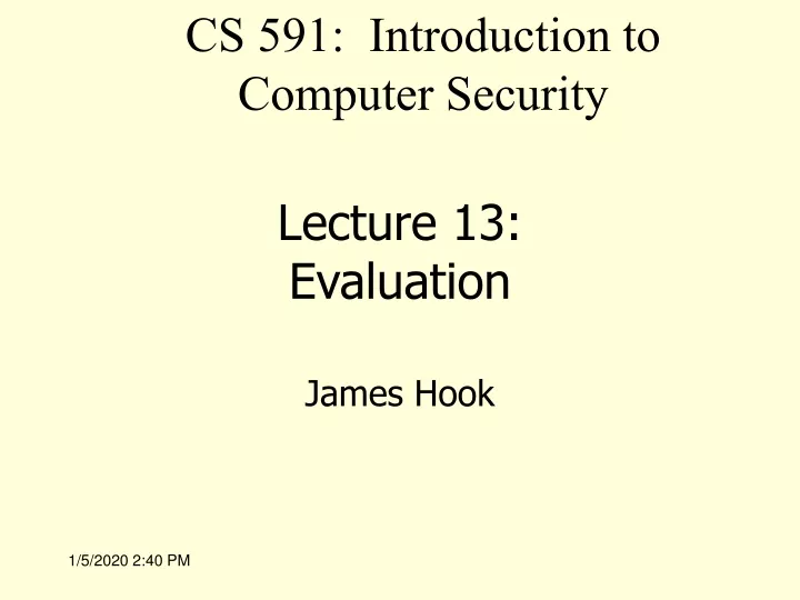 lecture 13 evaluation