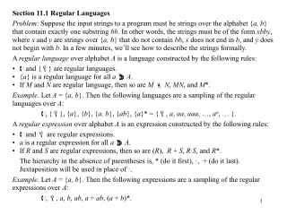 Section 11.1 Regular Languages