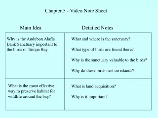 Chapter 5 - Video Note Sheet