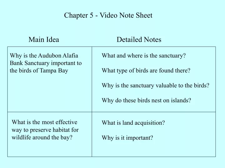 chapter 5 video note sheet