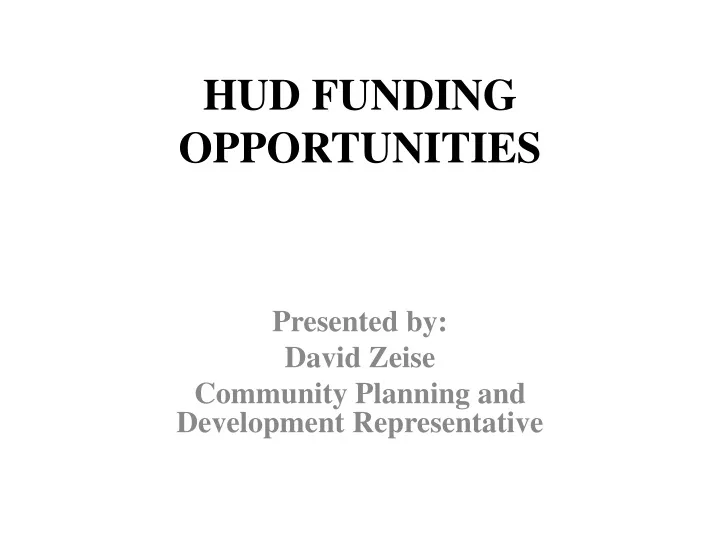 hud funding opportunities