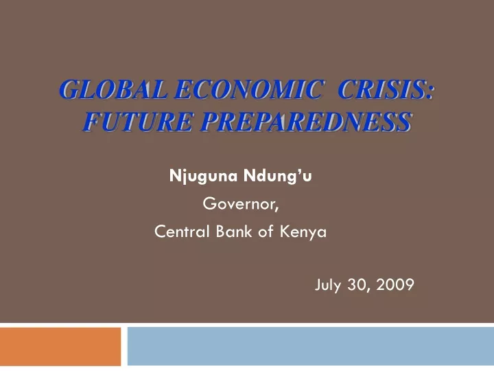 global economic crisis future preparedness