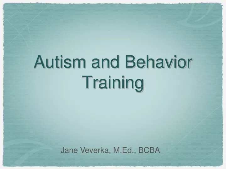 autism and behavior training