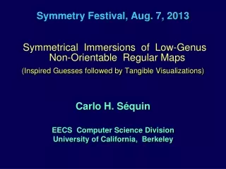 Symmetry Festival, Aug. 7, 2013
