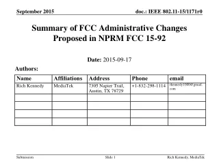 Summary of FCC Administrative Changes Proposed in NPRM FCC 15-92