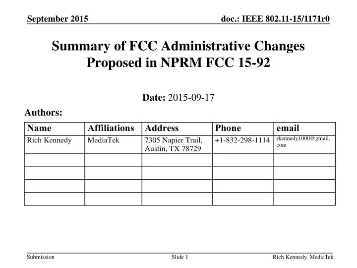 summary of fcc administrative changes proposed in nprm fcc 15 92