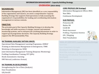 INFORMATION MANAGEMENT - Capacity Building Strategy OVERVIEW  (2015-2016)