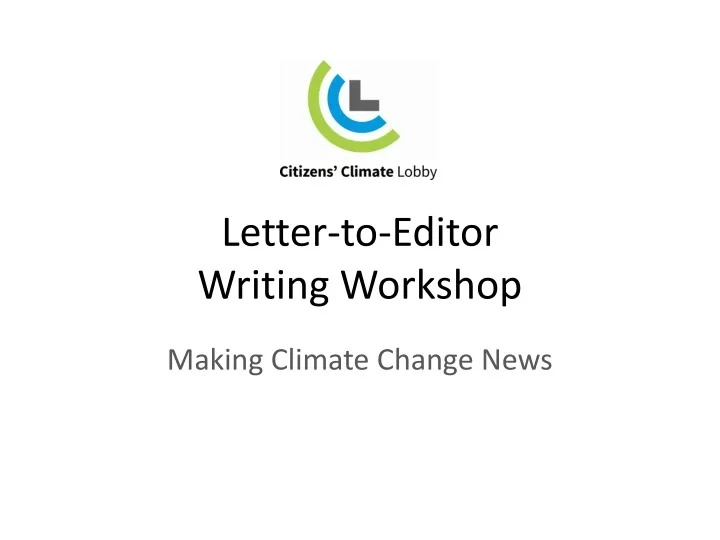 letter to editor writing workshop