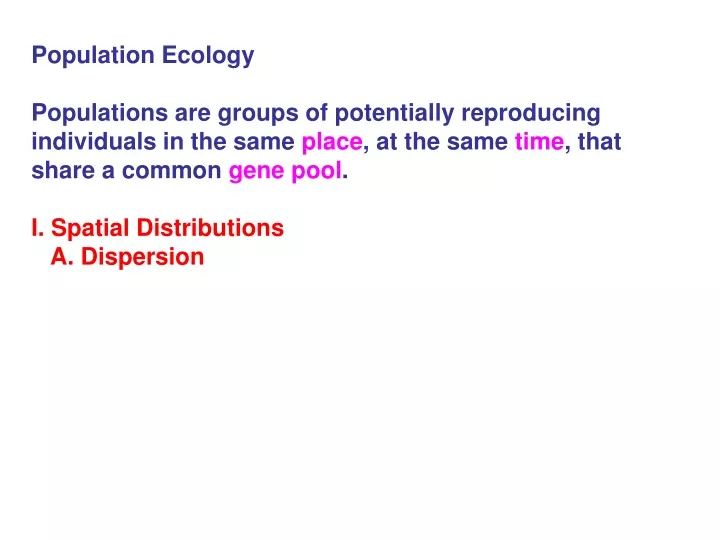 population ecology populations are groups