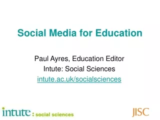 Social Media for Education