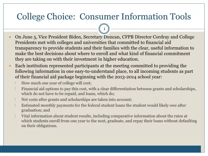 college choice consumer information tools