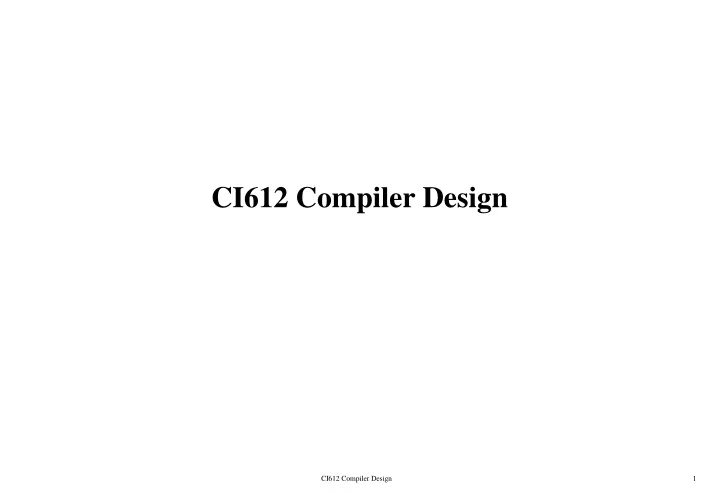 ci612 compiler design