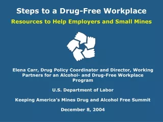 Steps to a Drug-Free Workplace Resources to Help Employers and Small Mines