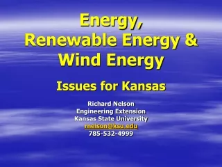 Energy,  Renewable Energy &amp; Wind Energy Issues for Kansas