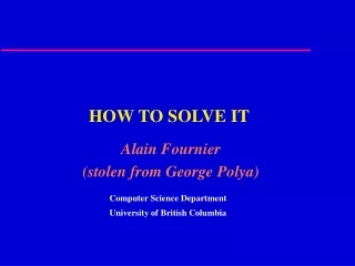 HOW TO SOLVE IT