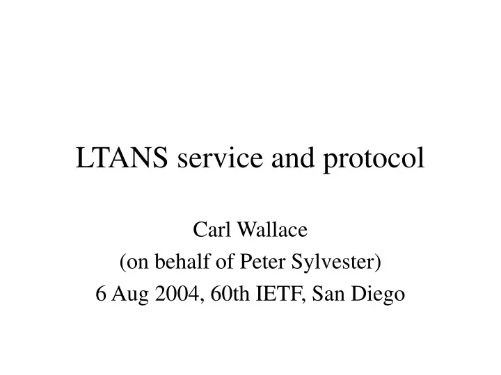 ltans service and protocol