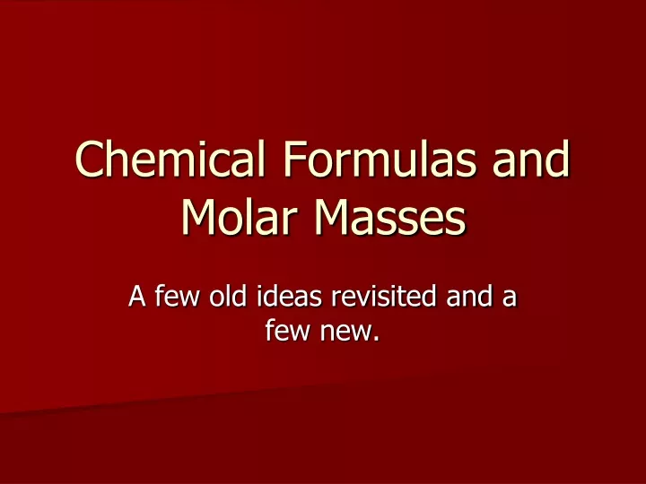 chemical formulas and molar masses