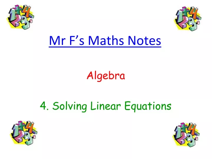 mr f s maths notes