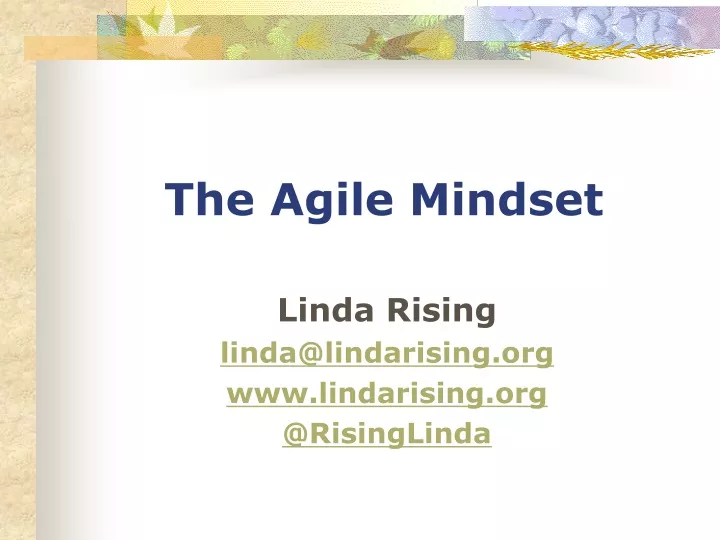 linda rising linda@lindarising org www lindarising org @risinglinda