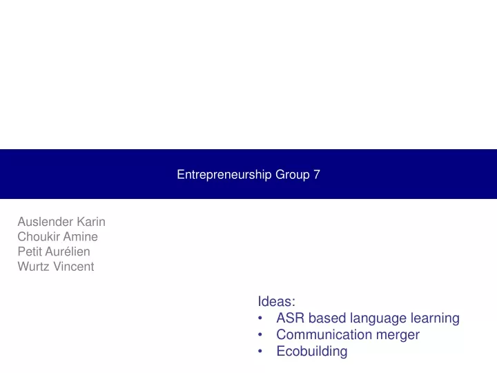 entrepreneurship group 7