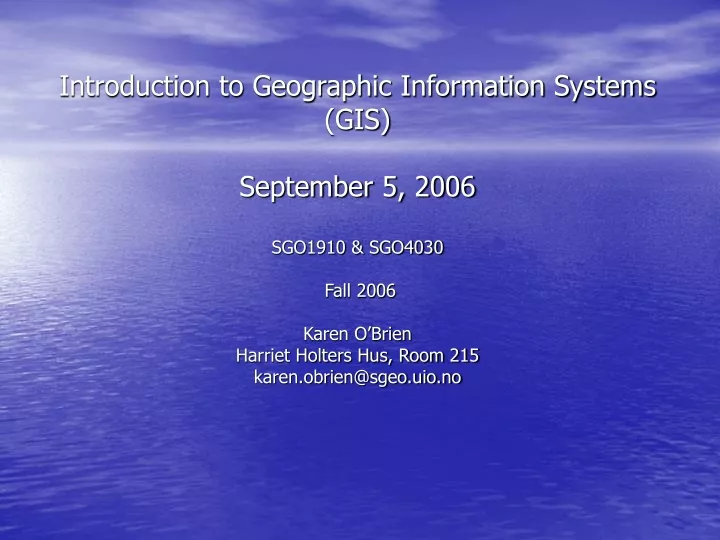 introduction to geographic information systems