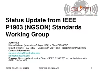 Status Update from IEEE P1903 (NGSON) Standards Working Group