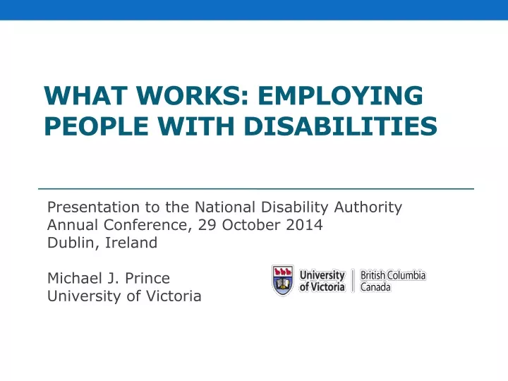 what works employing people with disabilities