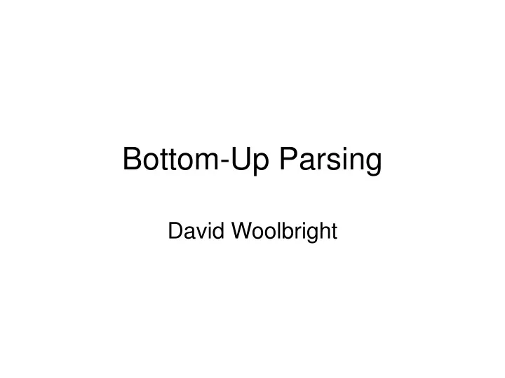 bottom up parsing
