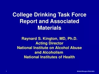 College Drinking Task Force Report and Associated Materials