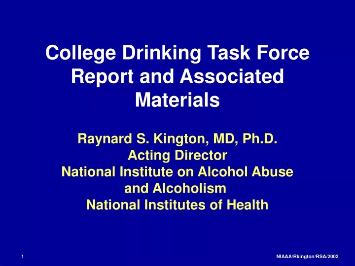 college drinking task force report and associated