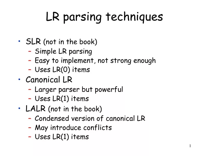lr parsing techniques