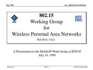802.15 Working Group for  Wireless Personal Area Networks
