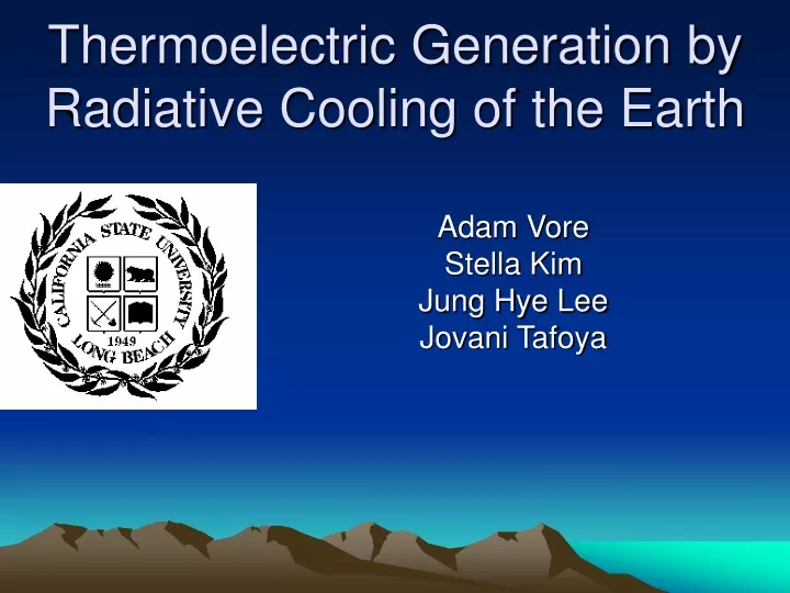 thermoelectric generation by radiative cooling of the earth