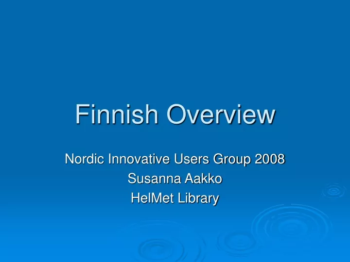 finnish overview