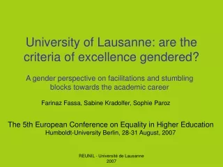 University of Lausanne: are the criteria of excellence gendered?