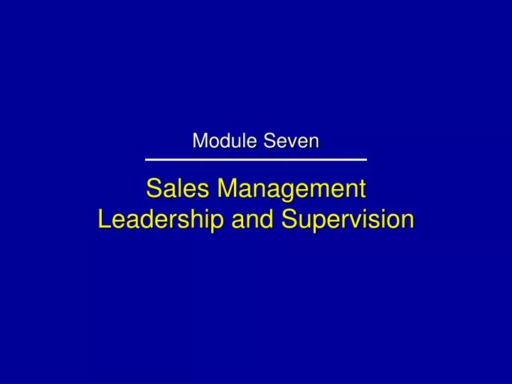 sales management leadership and supervision