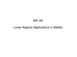 Linear Algebra Applications in Matlab