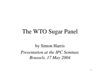 The WTO Sugar Panel